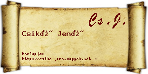 Csikó Jenő névjegykártya